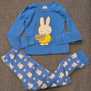 Hanna Andersson Miffy Blue Pajama Set with Bunny and Flowers